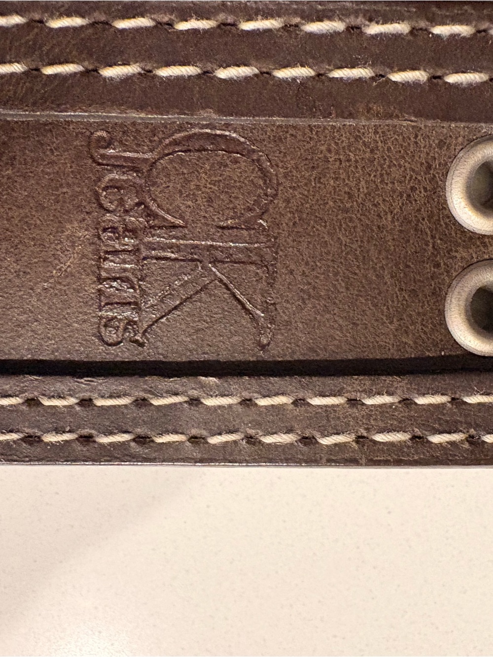 Calvin Klein Brown Leather Belt Bag with Contrasting Stitching